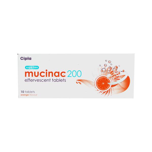 Mucinac 200mg Effervescent Tablet Sugar Free 10s