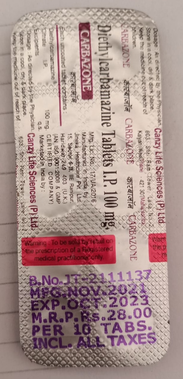 Carbazone 100mg Tablet 10s