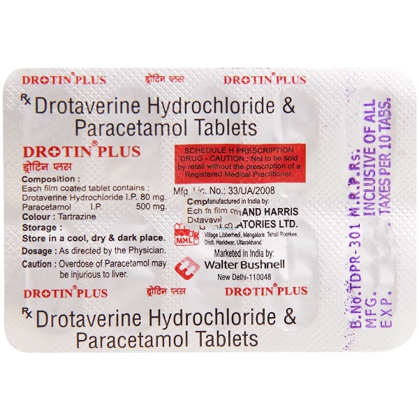 ड्रोटिन प्लस 80mg/500mg टैबलेट 10s