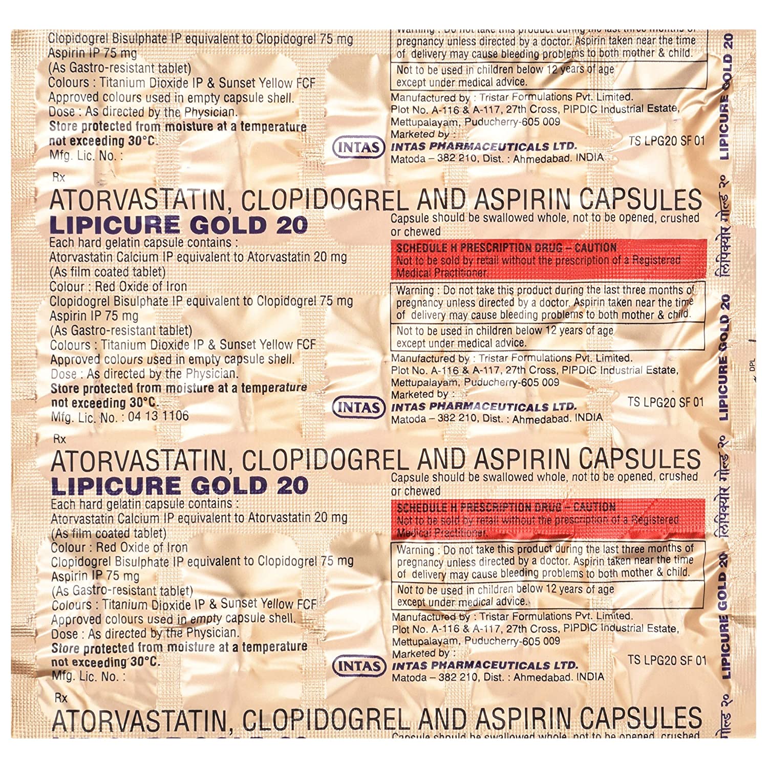Lipicure Gold 75mg/20mg/75mg Tablet 15s