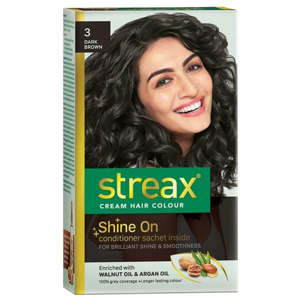 Streax Shine On Cream Hair Colour Dark Brown 03 50ml