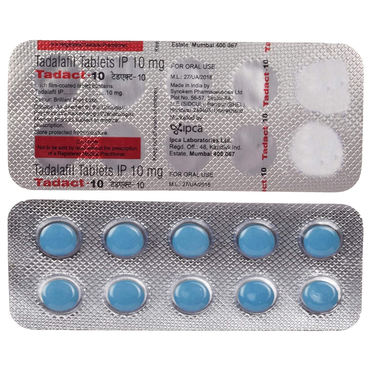 टैडैक्ट 10 मिलीग्राम टैबलेट 10s के बा