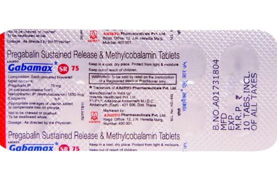 Gabamax 75mg/1500mcg Tablet SR 10s