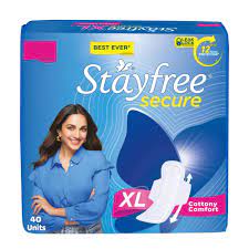 Stayfree Cottony Soft Cover Secure Sanitary Pads with Wings Pads XL 40s