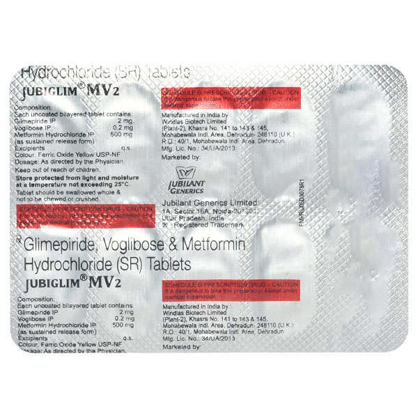जुबिग्लिम एमवी 2mg/500mg/0.2mg टैबलेट एसआर 15s के बा