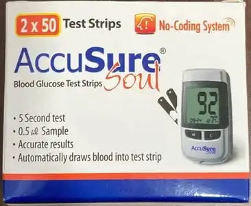 Accusure Soul Blood Glucose Test Strip 100s