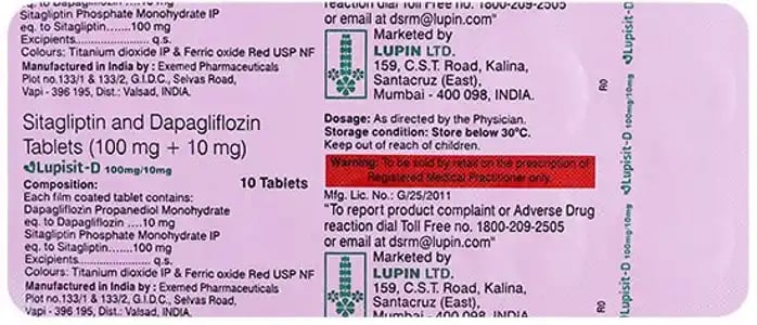 लुपिसिट डी 10 मिलीग्राम/100 मिलीग्राम गोली 10s के बा