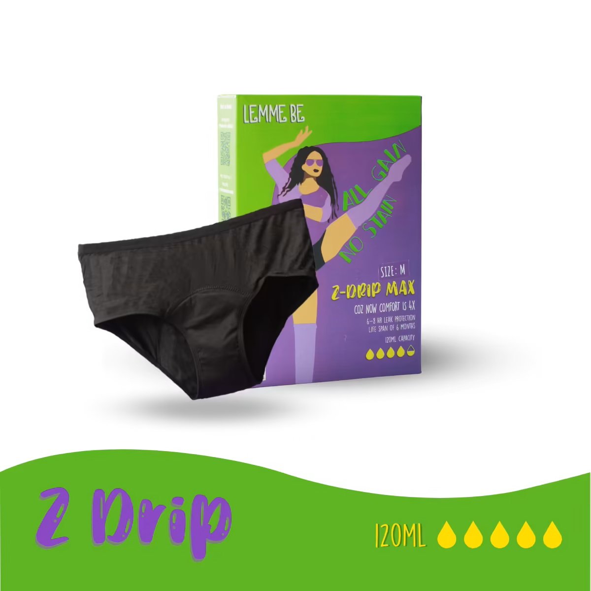 Lemme Be Reusable Period Panties Z Drip 120ml Max S 7s