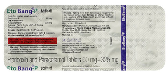 एटोबैंग पी 60mg/325mg टैबलेट 10s के बा