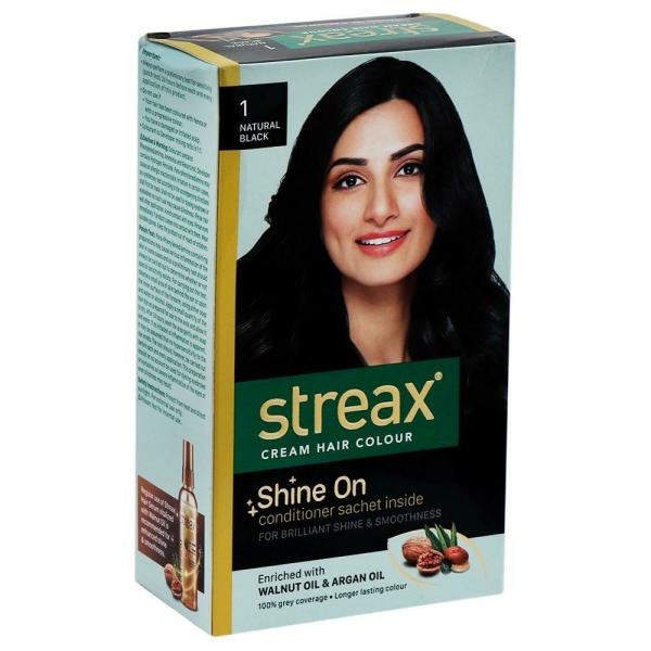 Streax Shine On Cream Hair Color Natural Black 1 50ml