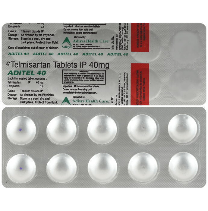 Aditel 40mg Tablet 10s