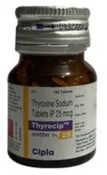 थाइरोसिप 25mcg गोली 120s के बा
