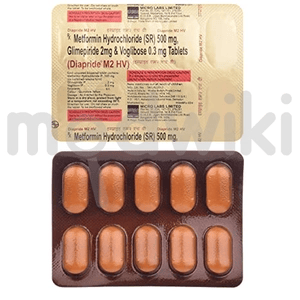 Diapride M2 HV 2mg/500mg/0.3mg Tablet SR 15s