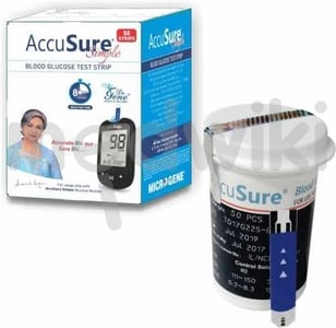 AccuSure सिंपल ब्लड ग्लूकोज टेस्ट स्ट्रिप