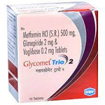 ग्लाइकोमेट तिकड़ी 2mg/500mg/0.2mg टैबलेट एसआर 10s के बा