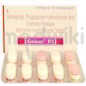 जेमर पी 1mg/500mg/15mg टैबलेट ईआर 10s