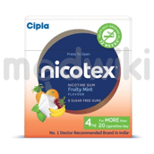 निकोटेक्स 4एमजी च्युइंग गम्स शुगर फ्री फ्रूटी मिंट