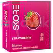 स्कोर 1500+डॉट्स कंडोम स्ट्रॉबेरी 3एस