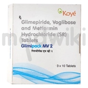 ग्लिमीपैक एमवी 2mg/500mg/0.3mg टैबलेट एसआर