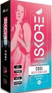 स्कोर कूल तरबूज डॉटेड कंडोम 10एस