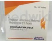 ग्लिमिहेल्प वीएम 2mg/500mg/0.2mg टैबलेट