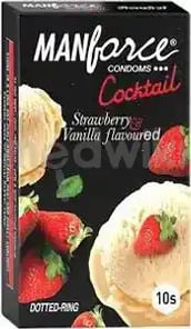 मैनफोर्स कॉकटेल कंडोम स्ट्राबेरी और वेनिला फ्लेवर 3s