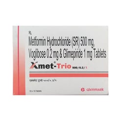 एक्समेट तिकड़ी 1mg/500mg/0.2mg टैबलेट एसआर 10s के बा
