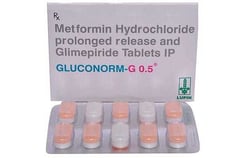 ग्लूकोनोर्म-जी 0.5mg/500mg टैबलेट पीआर 10s