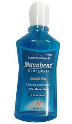 म्यूकोबेंज 0.15%w/v माउथ वॉश 500 मिलीलीटर के बा